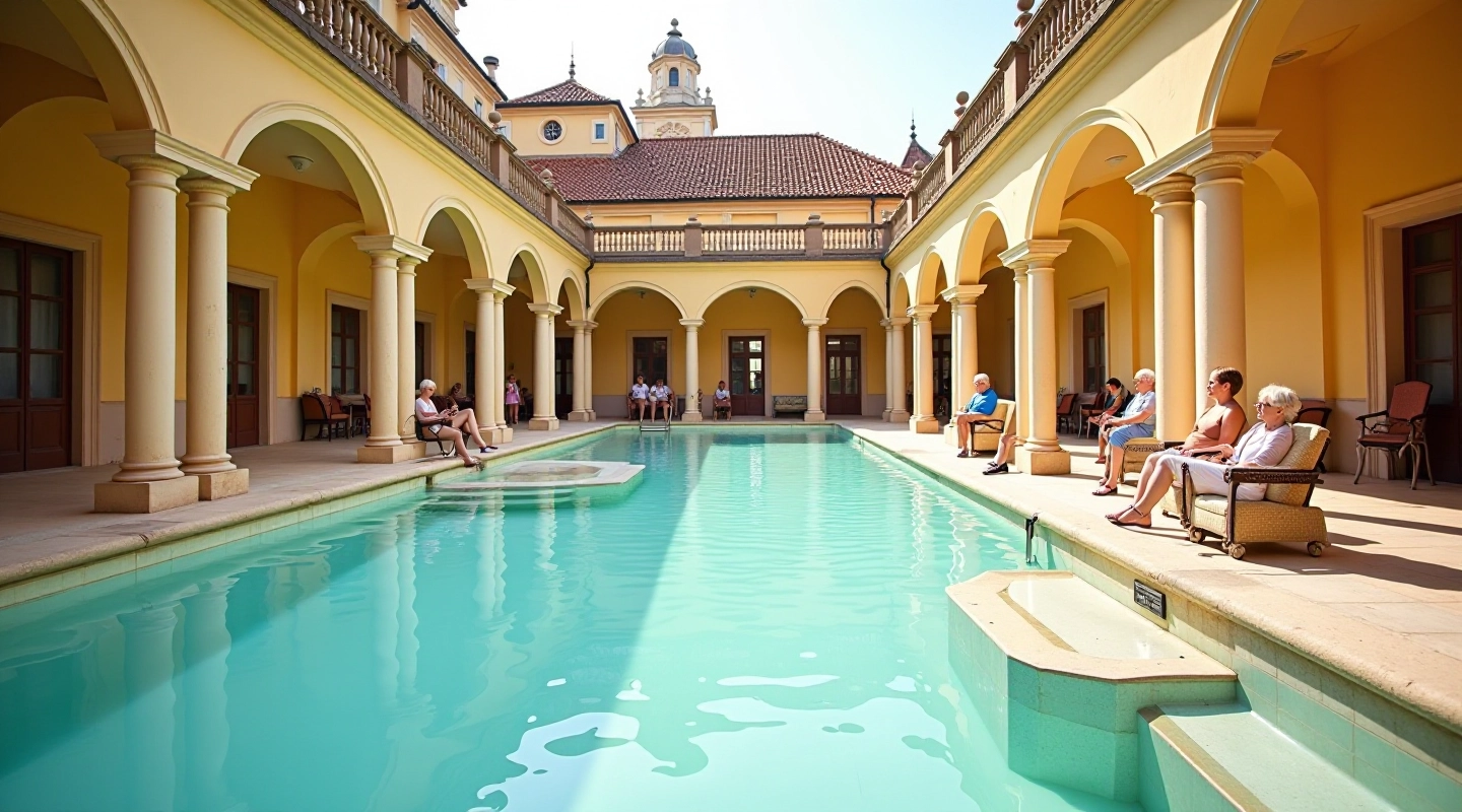 Krásné kolonády Mariánských Lázní s relaxujícími seniory